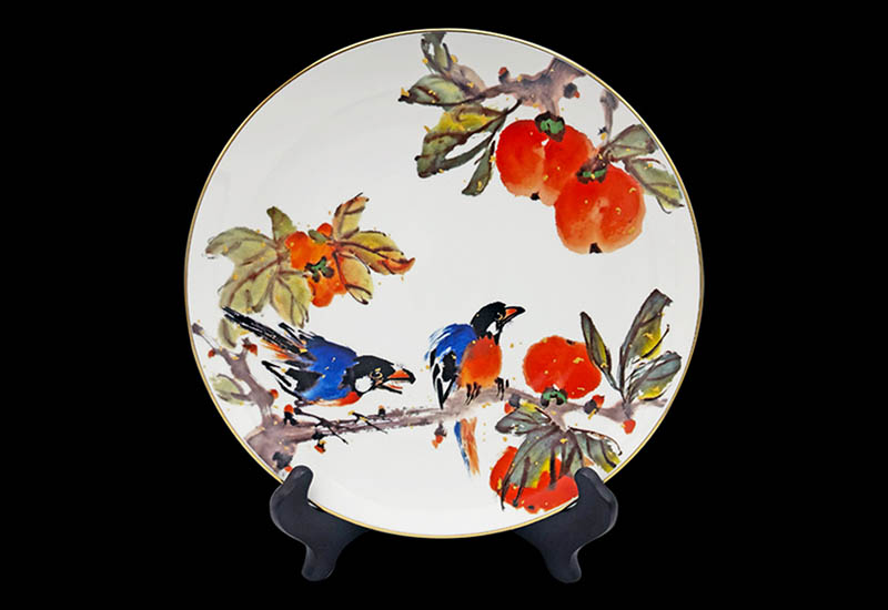 D51-柿柿如意翠鳥瓷盤 D51-柿柿如意翠鳥瓷盤