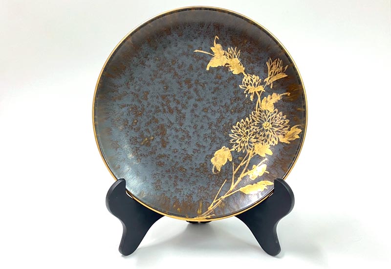 祥軒窯 四季鎏金盤-墨秋  鶯歌燒  祥軒窯 四季鎏金盤-墨秋  鶯歌燒