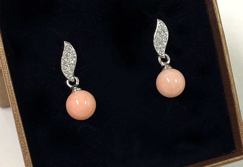 蘇澳珊瑚 粉珊瑚圓珠耳環_MSKERB0001 蘇澳珊瑚 粉珊瑚圓珠耳環_MSKERB0001