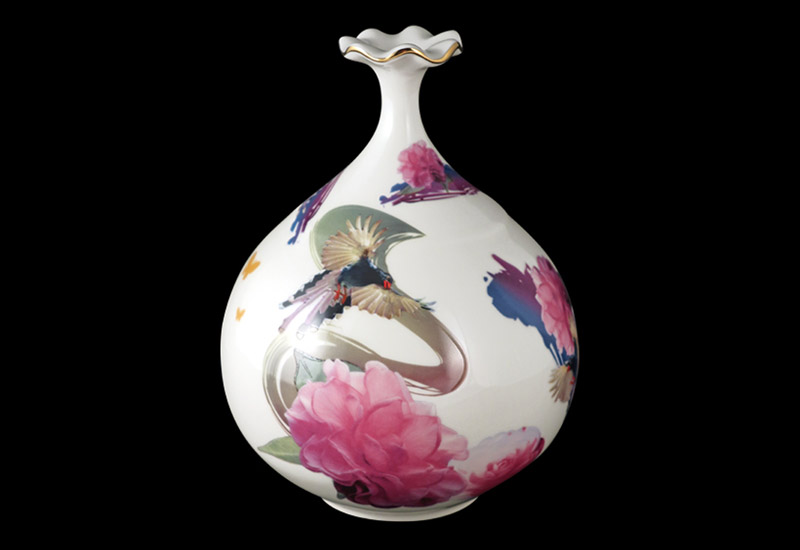 3D藍鵲荷口瓶(中)