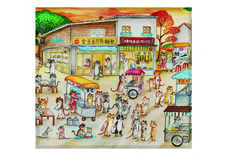 印花萬用布- Fish Cat(夏日黃昏)