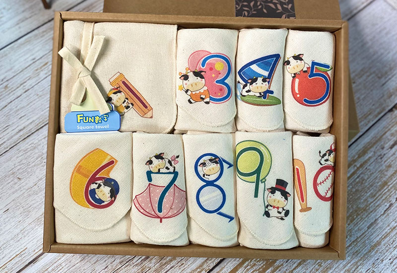 啟蒙數字紗布方巾禮盒-牛 啟蒙數字紗布方巾禮盒-牛
