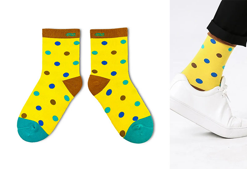 大圓點襪-黃 厚襪款(2種尺寸)  大圓點襪-黃 厚襪款(2種尺寸)