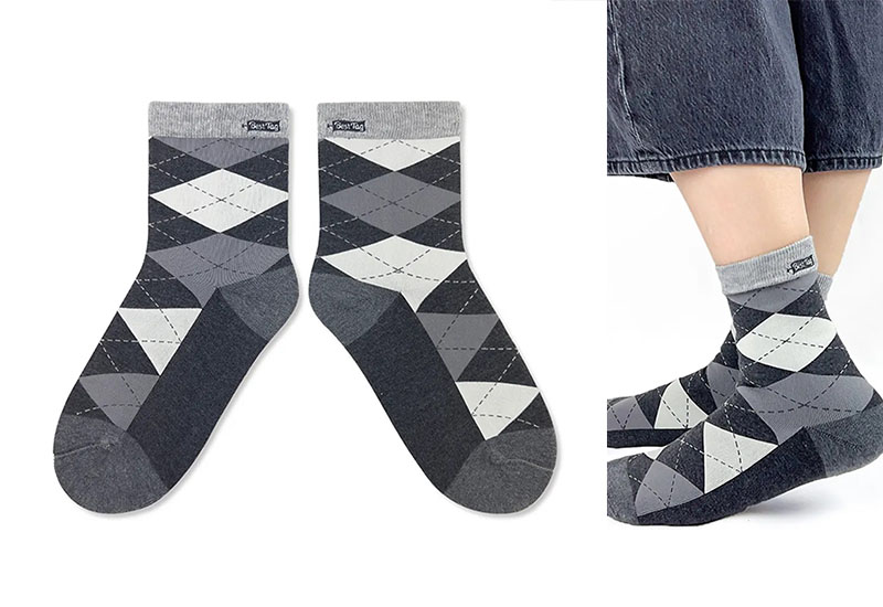 經典菱格紋-灰 厚襪款(2種尺寸)  經典菱格紋-灰 厚襪款(2種尺寸)