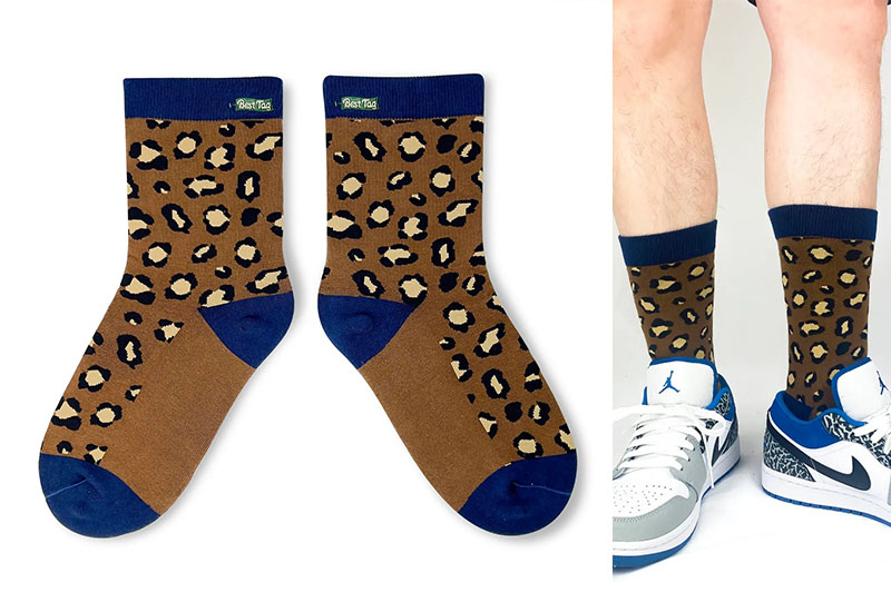 豹紋襪-藍 厚襪款(2種尺寸) 