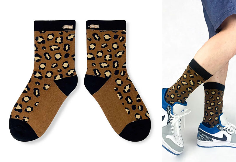 豹紋襪-黑 厚襪款(2種尺寸) 