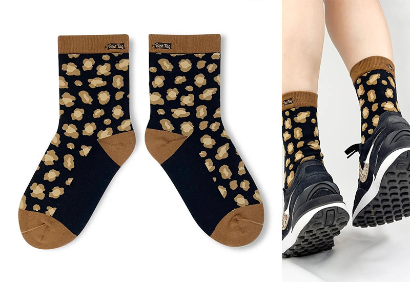 豹紋襪-咖黑 厚襪款(2種尺寸)  豹紋襪-咖黑 厚襪款(2種尺寸)