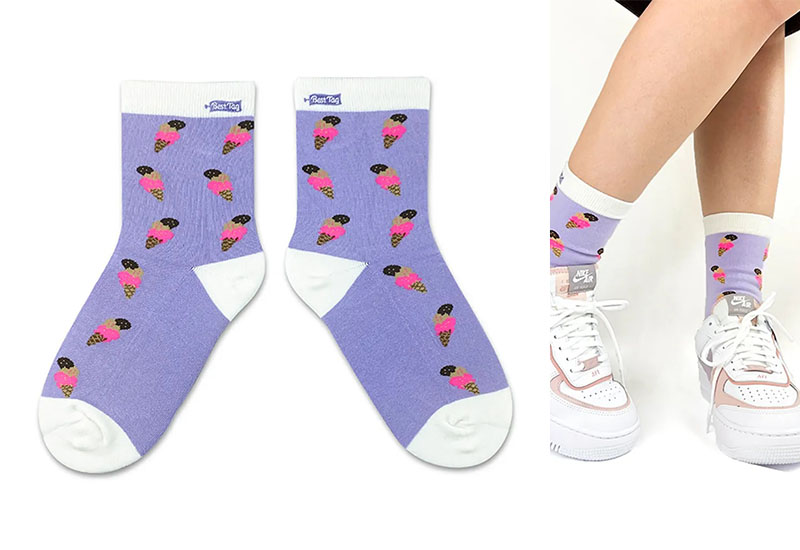 甜筒冰淇淋-淺紫 厚襪款(2種尺寸)  甜筒冰淇淋-淺紫 厚襪款(2種尺寸)