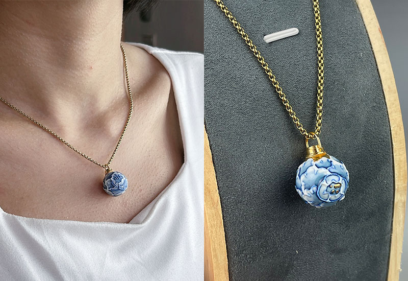 金玉牡丹香氛項鍊(青花) 金玉牡丹香氛項鍊(青花)