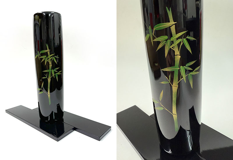 林建正 彩繪花器高-竹 林建正 彩繪花器高-竹