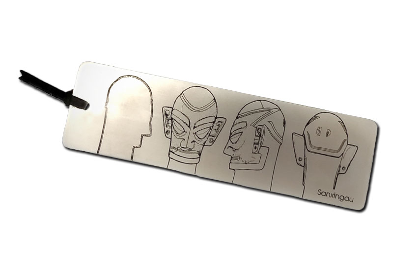 三星堆金屬書籤-戴金面罩銅人頭