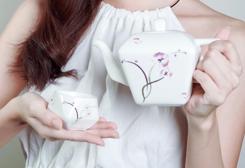 傑作陶 L50-蘭花蝴蝶天燈後把壺茶具(一壺二杯) 茶壺組