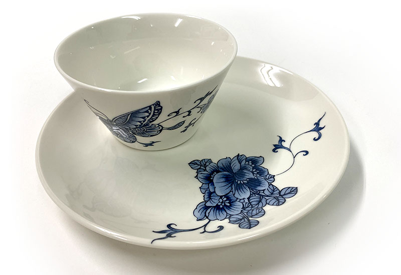 T53-青花蝴蝶碗盤組(6碗6盤)