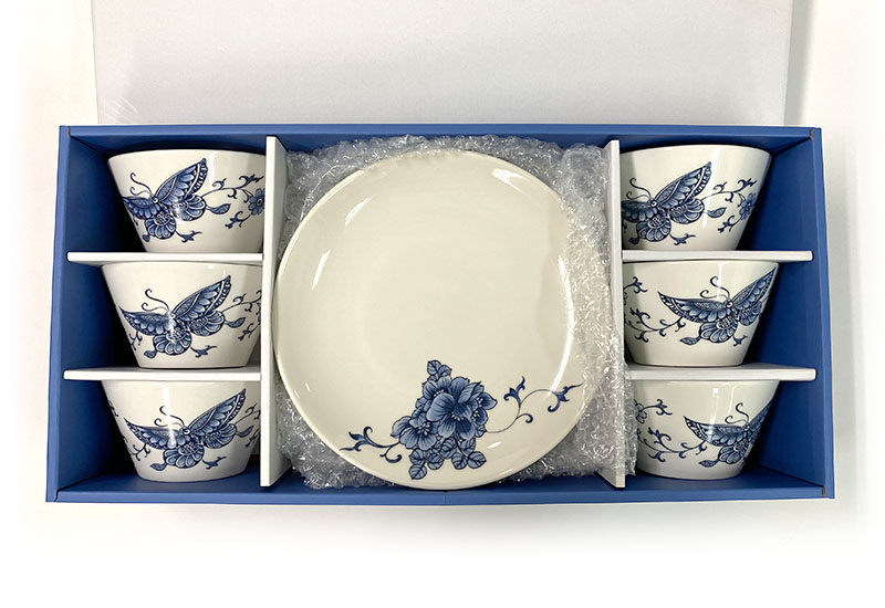 T53-青花蝴蝶碗盤組(6碗6盤)