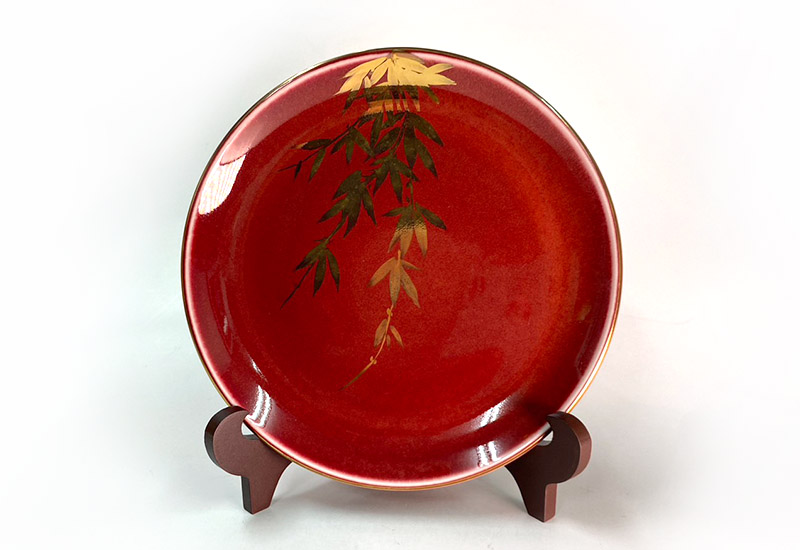 祥軒窯 四季鎏金盤-紅夏  鶯歌燒