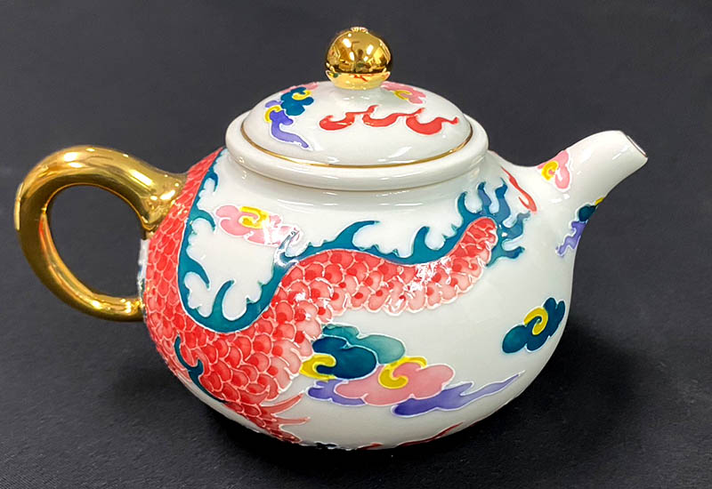 祥龍獻瑞一壺二杯茶具組(白.彩色)