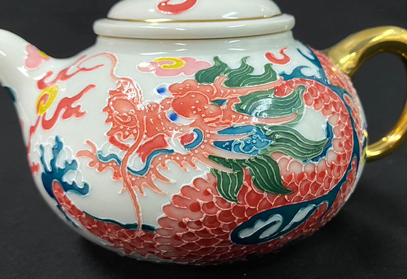 祥龍獻瑞一壺二杯茶具組(白.彩色)