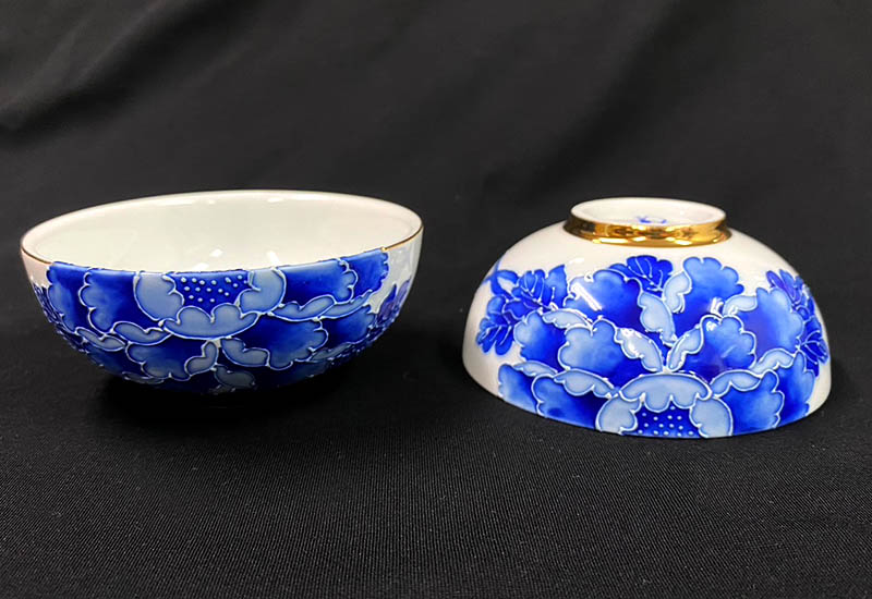 花開富貴對杯組-青花