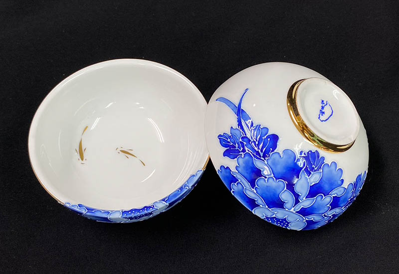 花開富貴對杯組-青花