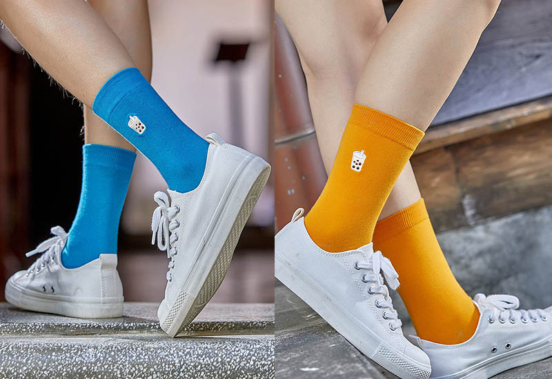 木森好襪 台灣美食襪-珍珠奶茶 (3色) 刺繡款 微笑台灣MIT認證  台灣小吃襪子