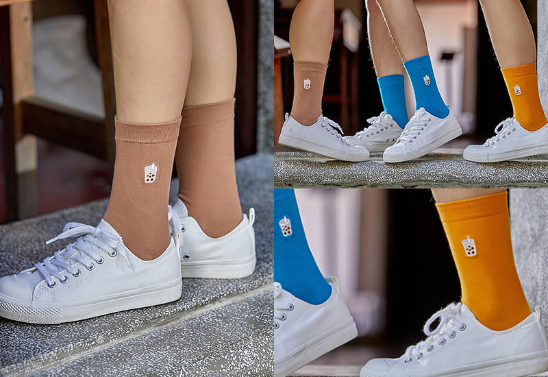 木森好襪 台灣美食襪-珍珠奶茶 (3色) 刺繡款 微笑台灣MIT認證  台灣小吃襪子