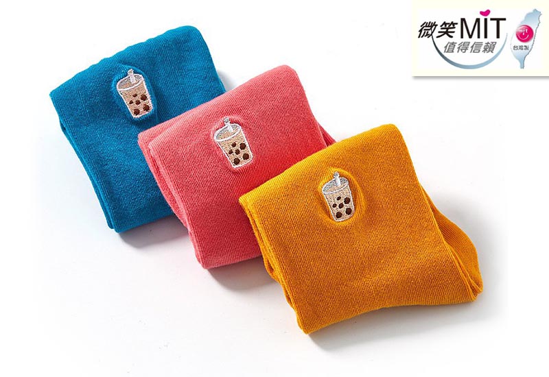 木森好襪 台灣美食襪-珍珠奶茶 (3色) 刺繡款 微笑台灣MIT認證  台灣小吃襪子
