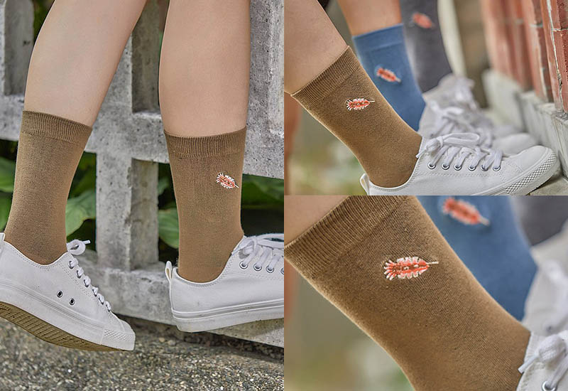 木森好襪 台灣美食襪-烤魷魚 (3色) 刺繡款 微笑台灣MIT認證  台灣小吃襪子