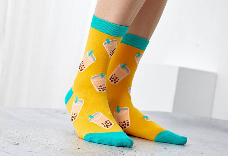 台灣美食針織襪-珍珠奶茶 微笑台灣MIT認證