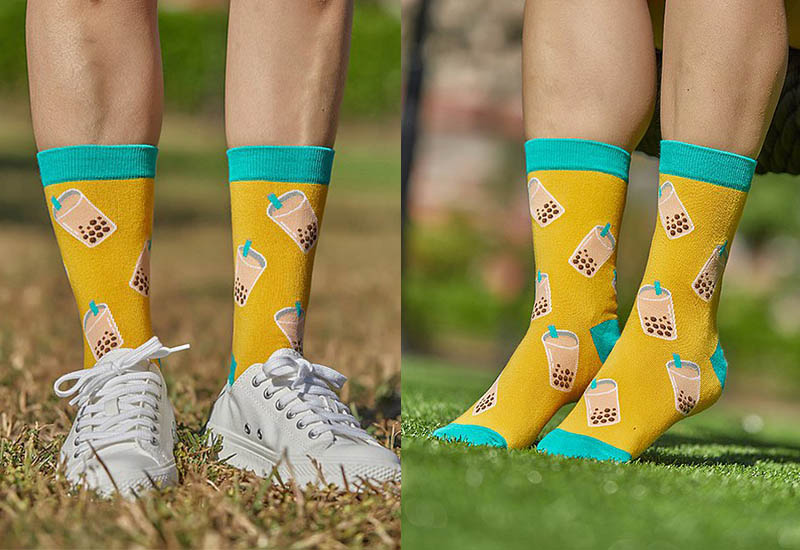 台灣美食針織襪-珍珠奶茶 微笑台灣MIT認證