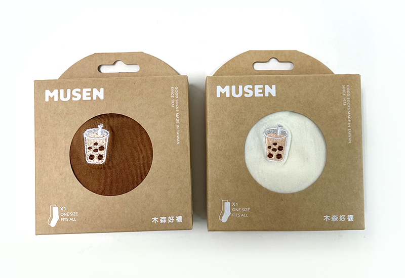 台灣美食襪-珍珠奶茶-白褐