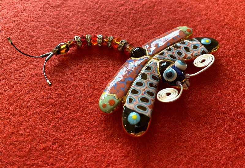 蔡爾平 純手工小蜻蜓 彩鑲瓷雕塑別針胸針 pin brooch
