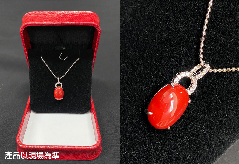 蘇澳珊瑚 珊瑚戒面18K墜子 珠寶飾品 台灣珊瑚項鍊墜 AEKPDC0101