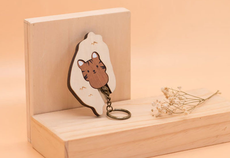 甘丹 KEY HOUSE 台灣石虎鎖圈鑰匙圈 台灣特色 木工藝 飾品配件